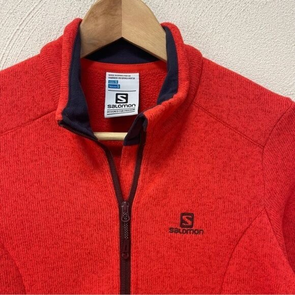 Salomon Advanced Skin Mid Layer Warm In Red Jacket Full Zip Size Small - Picture 2 of 4
